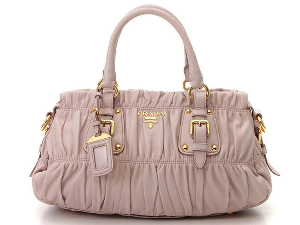 Prada shoulder gathered bag pink nappa leather